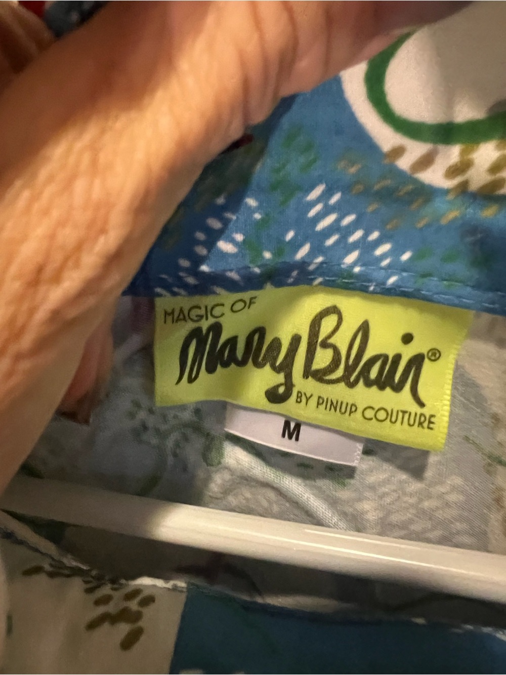 Pinup Couture Mary Blair Plane Skirt in Blue, Green & White